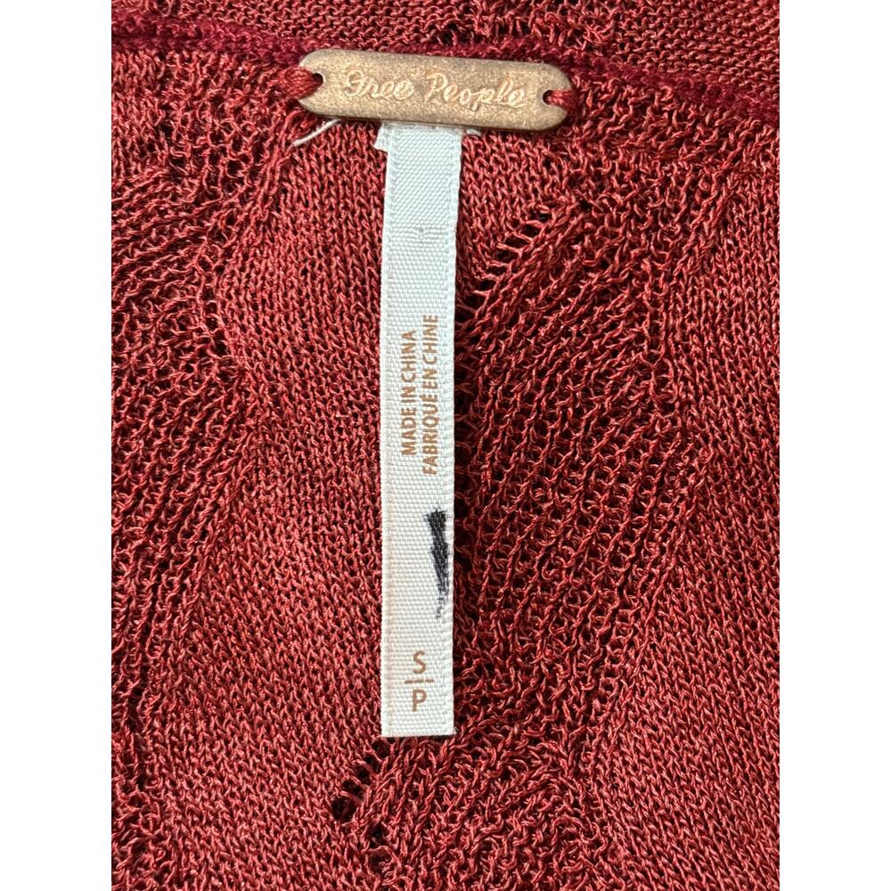 Free People Halter Neck Mini Dress Red Backless Sheer Front Button Crochet S - Picture 5 of 7